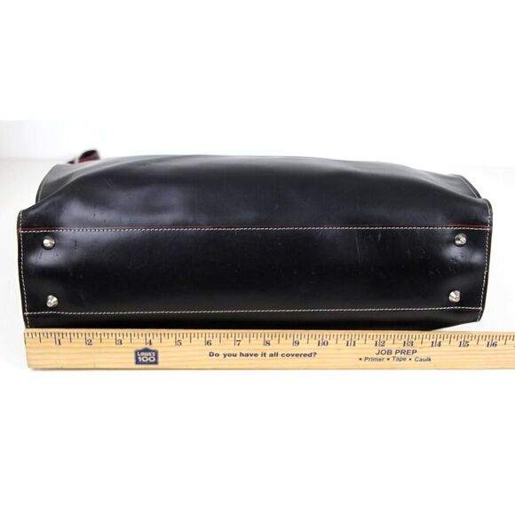 LODIS BLACK RED TRIM GENUINE LEATHER LAPTOP BUSINESS TOTE ORGANIZER SHOULDER BAG - Picture 12 of 16